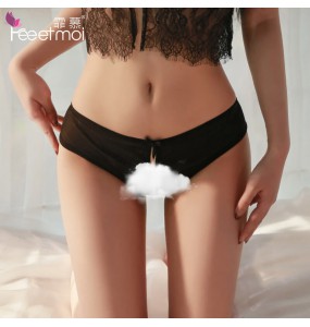 FEE ET MOI Butterfly Open Crotch Ladies Panties (Black)